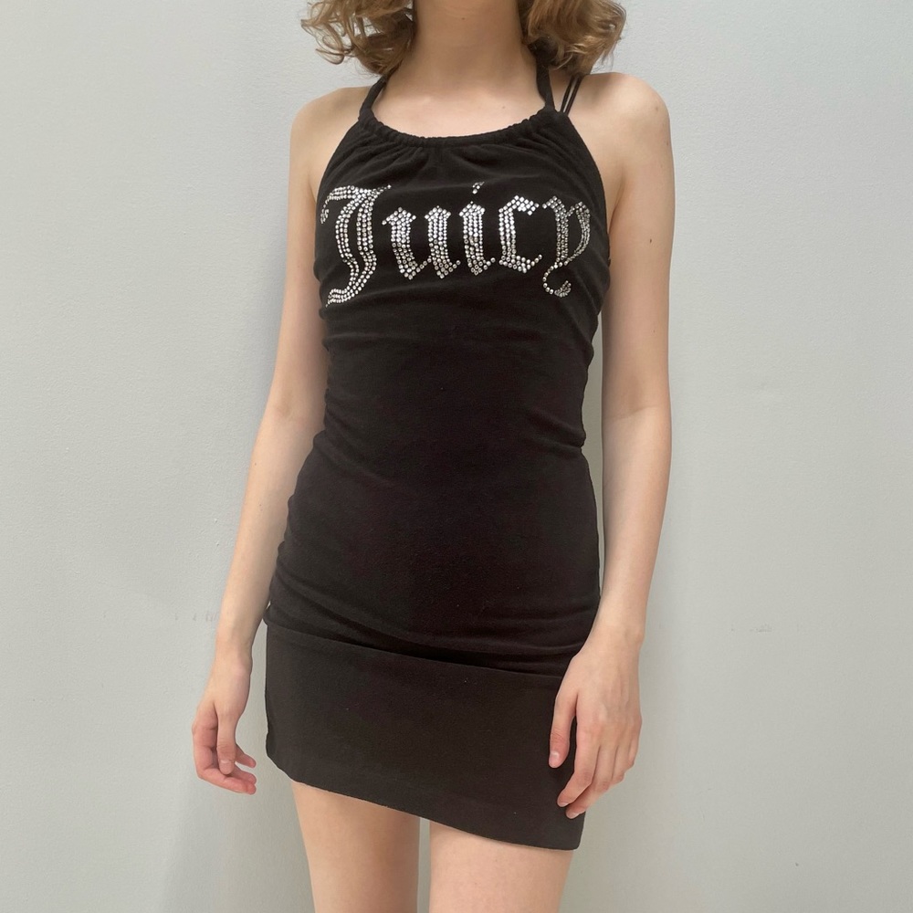 Juicy Couture black terrycloth halter dress